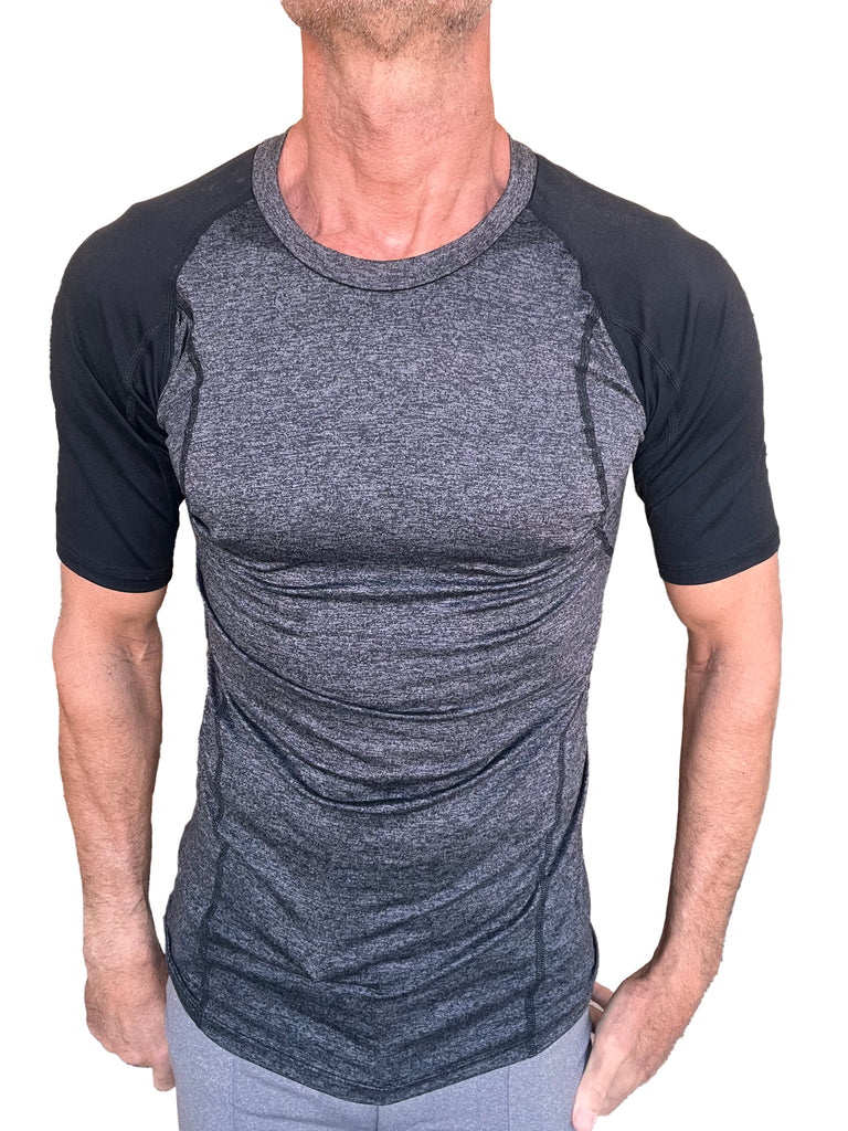 Designer Raglan Crew-Neck Tee (Charcoal w/Black Sleeve)