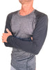 Designer Raglan Crew-Neck Tee - Long Sleeve (Charcoal w/Black Sleeve)