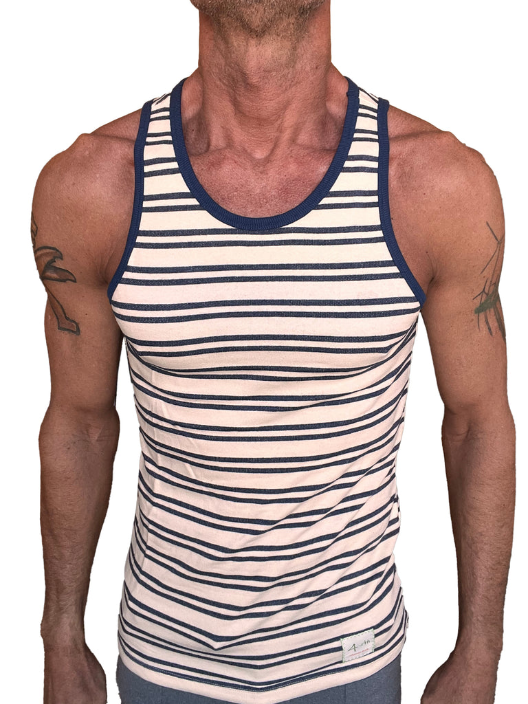 Yummy Nautical Fleece Sustain Tank Top (Navy Stripe)