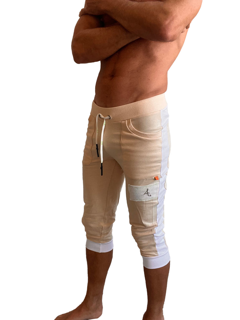 Edge Cuffed Yoga Pants (Sand w/White piping)