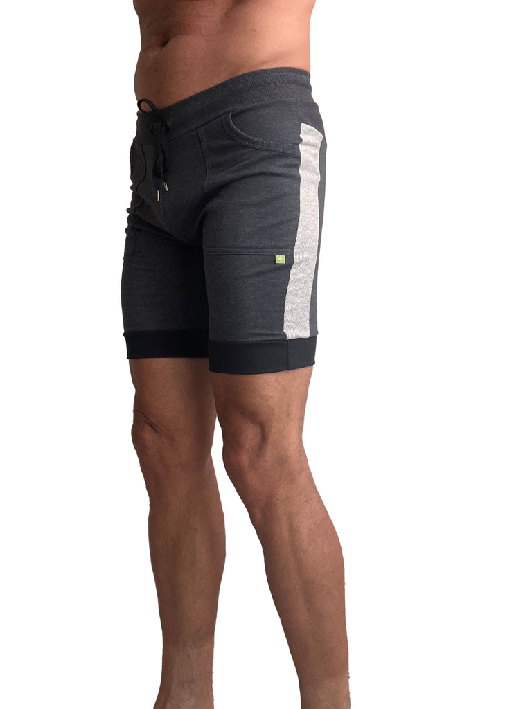 Cuffed Yoga Short (Charcoal w/Grey & Black)