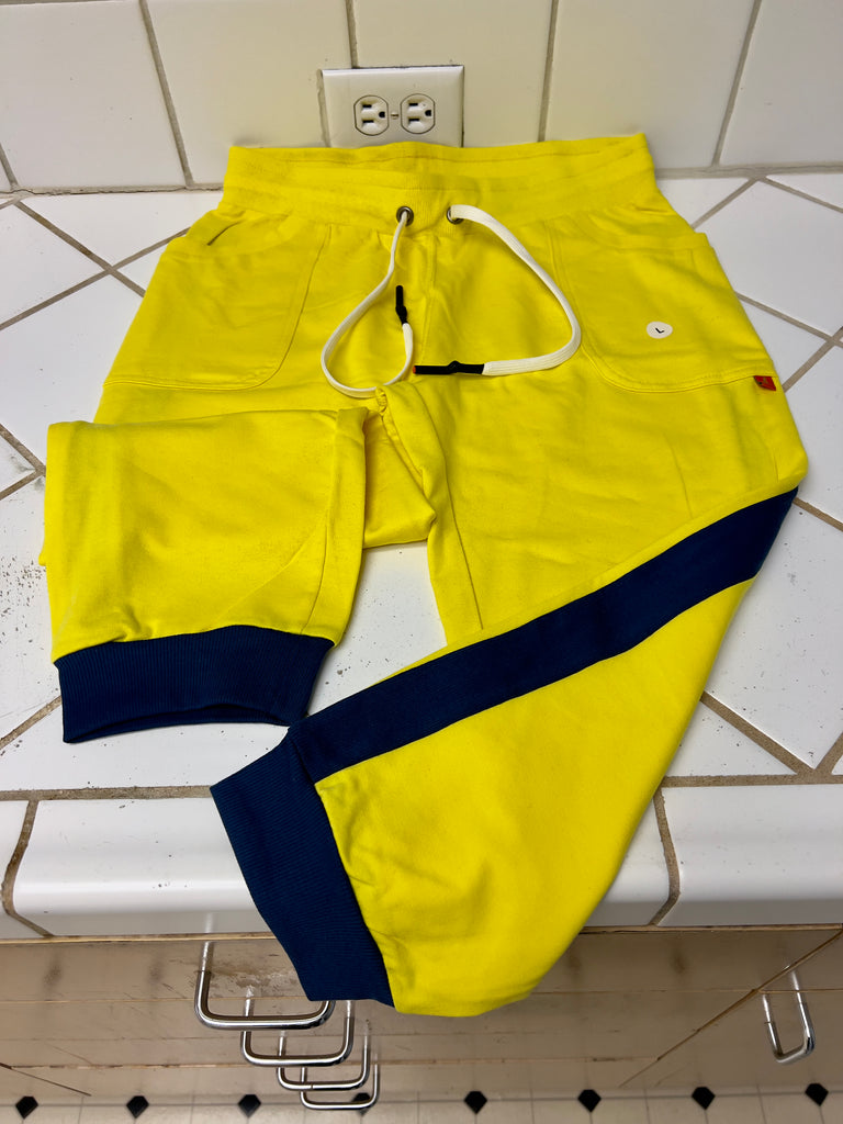 Cuffed Yoga Pants (Tropic Yellow w/ROYAL blue)