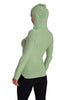 Deep Scoop Neck Long Sleeve Hoodie Top (Bamboo Green) Womens Hoodie Tops 4-rth 