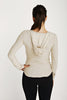 Deep Scoop Neck Long Sleeve Hoodie Top (Sand Beige) Womens Hoodie Tops 4-rth 