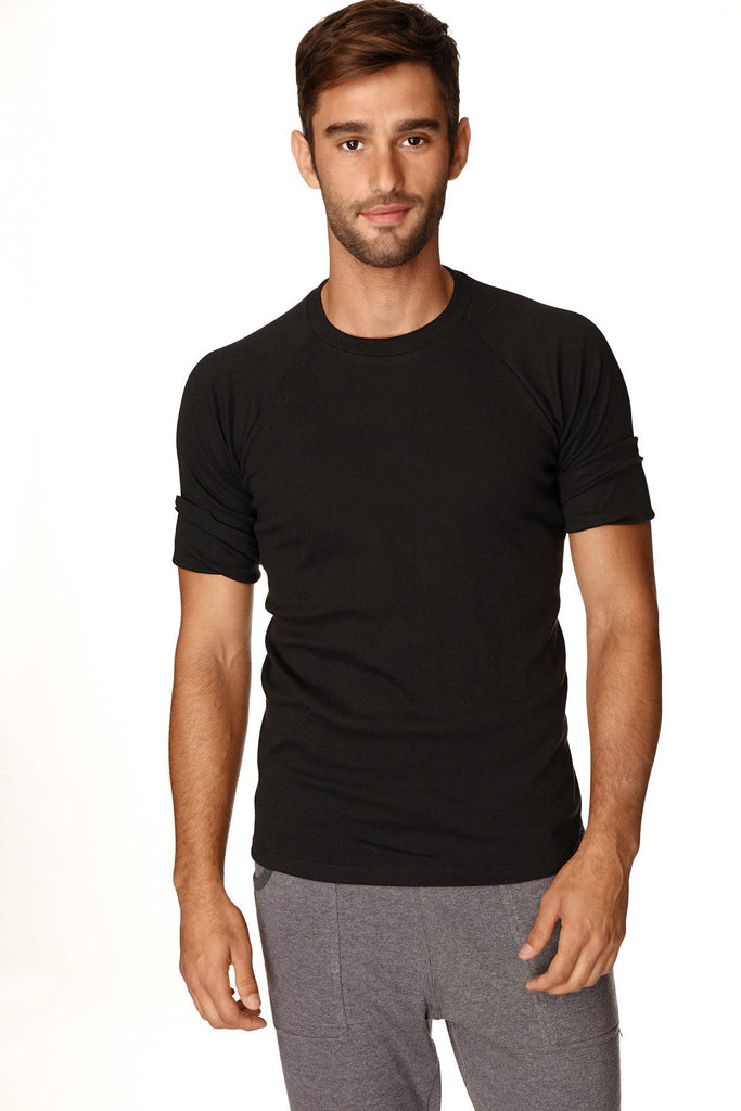 Hybrid CREW Neck Raglan Tee (Black) Mens Tops 4-rth 