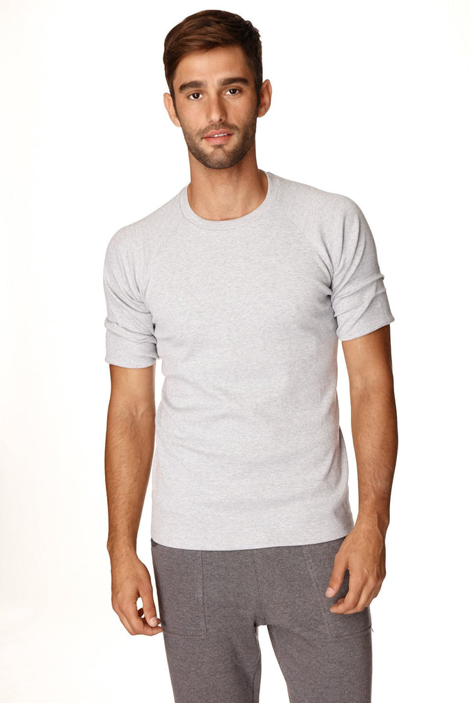 Hybrid CREW Neck Raglan Tee (Heather Grey) Mens Tops 4-rth 