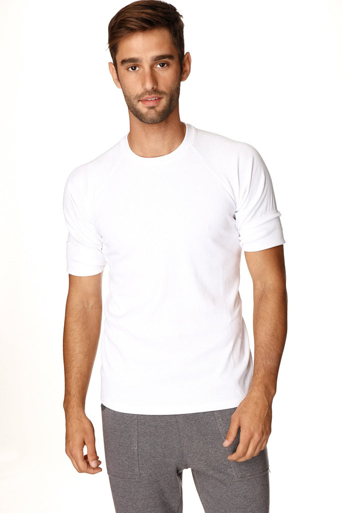 Hybrid CREW Neck Raglan Tee (White) Mens Tops 4-rth 