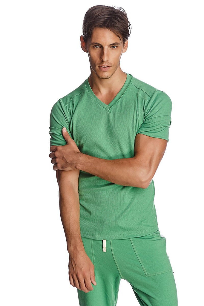 Hybrid V-Neck (Bamboo Green) Mens Tops 4-rth 