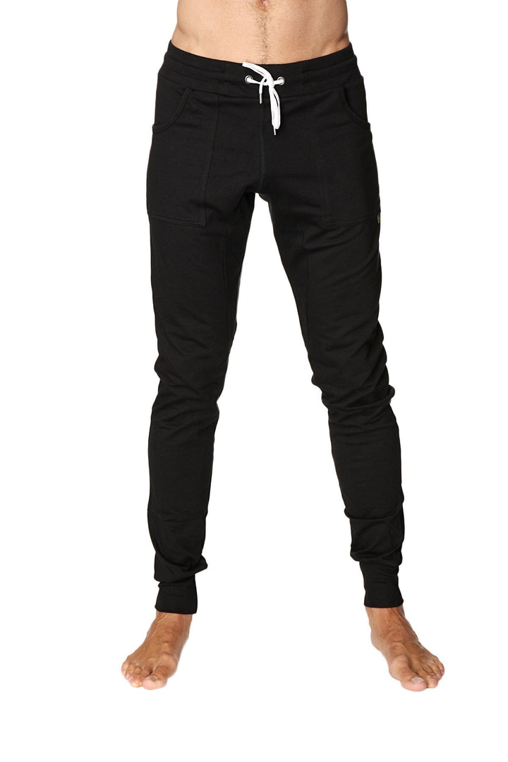 Long Cuffed Jogger Yoga Sweat Pants Black 4 rth