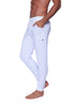 Long Cuffed Jogger Yoga Pants (White) Long Joggers 4-rth 