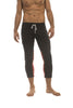 Mens 4/5 Zipper Pocket Capri Yoga Pants (Black w/Charcoal & Red) Capri Pants 4-rth 