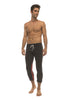 Mens 4/5 Zipper Pocket Capri Yoga Pants (Black w/Charcoal & Red) Capri Pants 4-rth 