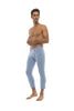 Mens 4/5 Zipper Pocket Capri Yoga Pants (Solid ICE Blue) Capri Pants 4-rth 