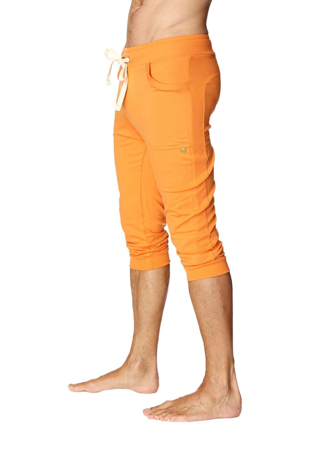 4 rth Mens Cuffed Yoga Pants Solid Sun Orange Small Orange