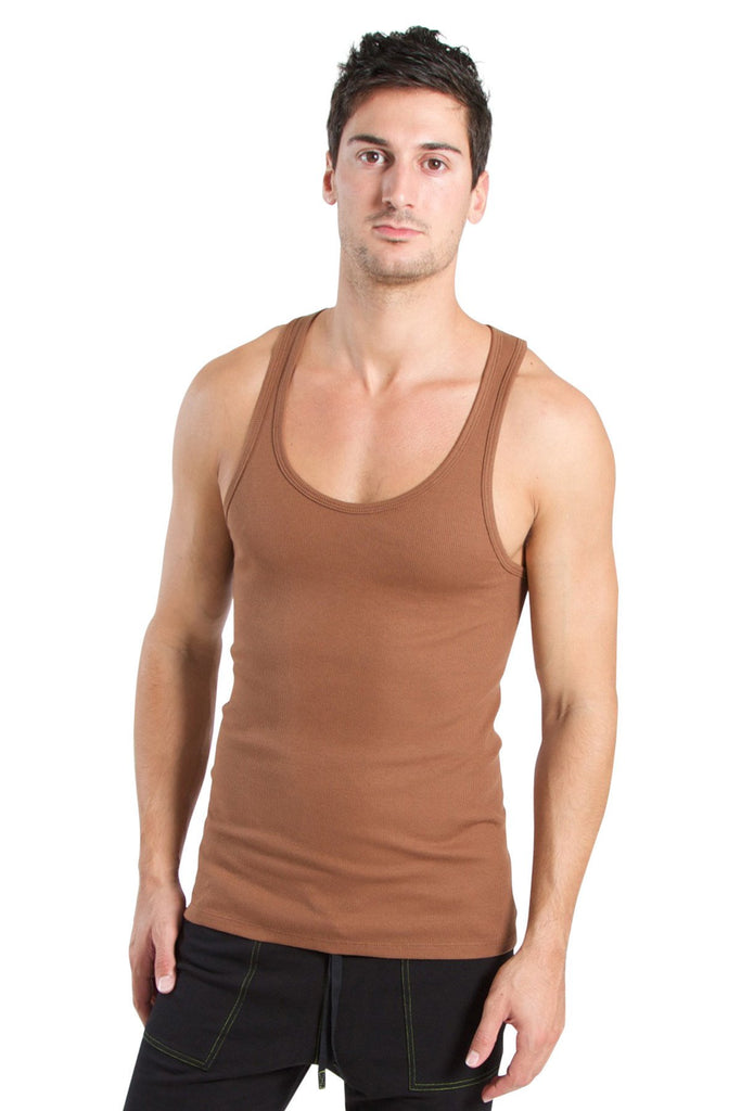 Racer-back Yoga Tank (Chocolate) Mens Tanks 4-rth 