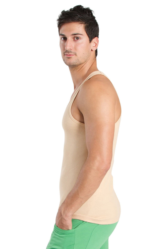 Racer-back Yoga Tank (Sand Beige) Mens Tanks 4-rth 