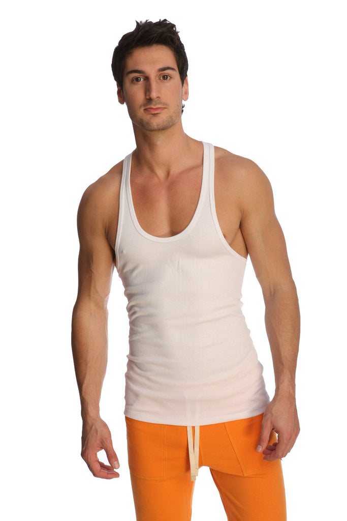 Racer-back Yoga Tank (White) Mens Tanks 4-rth 