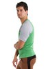 Raglan Virtual Crew Neck (Bamboo Green w/Grey) Mens Tops 4-rth 