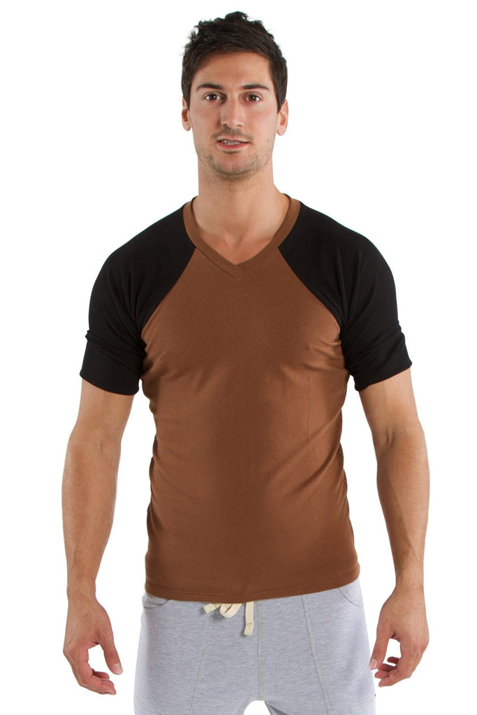 Raglan Virtual Crew Neck (Chocolate w/Black) Mens Tops 4-rth 