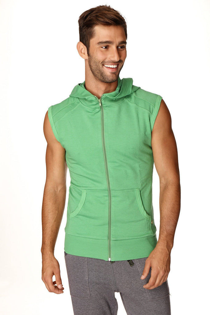 Sleeveless Yoga Hoodie (Bamboo Green) Mens Hoodies 4-rth 