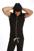 Sleeveless Yoga Hoodie (Black) Mens Hoodies 4-rth 