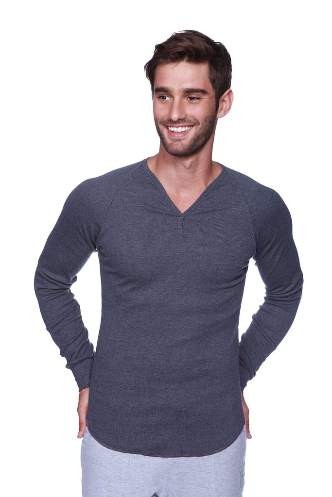 Thermal V-Neck Long Sleeve (Charcoal) Mens Thermals 4-rth 