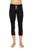 Women's 4/5 Length Zipper Pocket Capri Yoga Pant (Black w/Charcoal & Grey) Womens Capris 4-rth 