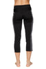 Women's 4/5 Length Zipper Pocket Capri Yoga Pant (Black w/Charcoal & Grey) Womens Capris 4-rth 