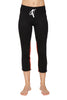 Women's 4/5 Length Zipper Pocket Capri Yoga Pant (Black w/Charcoal & Red) Womens Capris 4-rth 