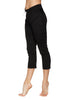 Women's 4/5 Length Zipper Pocket Capri Yoga Pant (Black) Womens Capris 4-rth 