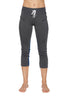 Women's 4/5 Length Zipper Pocket Capri Yoga Pant (Charcoal w/Black & Blue) Womens Capris 4-rth 