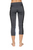 Women's 4/5 Length Zipper Pocket Capri Yoga Pant (Charcoal w/Black & Blue) Womens Capris 4-rth 