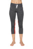 Women's 4/5 Length Zipper Pocket Capri Yoga Pant (Charcoal w/Black & Red) Womens Capris 4-rth 