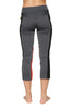 Women's 4/5 Length Zipper Pocket Capri Yoga Pant (Charcoal w/Black & Red) Womens Capris 4-rth 