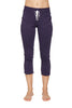 Women's 4/5 Length Zipper Pocket Capri Yoga Pant (Eggplant w/Black & Charcoal) Womens Capris 4-rth 