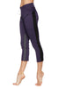 Women's 4/5 Length Zipper Pocket Capri Yoga Pant (Eggplant w/Black & Charcoal) Womens Capris 4-rth 