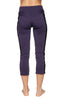 Women's 4/5 Length Zipper Pocket Capri Yoga Pant (Eggplant w/Black & Charcoal) Womens Capris 4-rth 