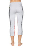 Women's 4/5 Length Zipper Pocket Capri Yoga Pant (Grey w/Charcoal & Red) Womens Capris 4-rth 