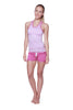 Women's All-American Racerback Tank Top (Pink&Grey Stripe w/ Berry piping) Womens Tank Tops 4-rth 