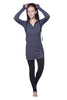 Women's Long Body Hoodie Top (Charcoal w/Black) Womens Hoodie Tops 4-rth 