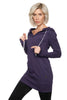 Women's Long Body Hoodie Top (Eggplant/Purple) Womens Hoodie Tops 4-rth 