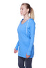 Women's Long Body Hoodie Top (Ice Blue w/Royal Blue) Womens Hoodie Tops 4-rth 