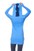 Women's Long Body Hoodie Top (Ice Blue w/Royal Blue) Womens Hoodie Tops 4-rth 