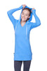 Women's Long Body Hoodie Top (Ice Blue w/Royal Blue) Womens Hoodie Tops 4-rth 