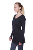 Women's Long Body Hoodie Top (Solid Black) Womens Hoodie Tops 4-rth 