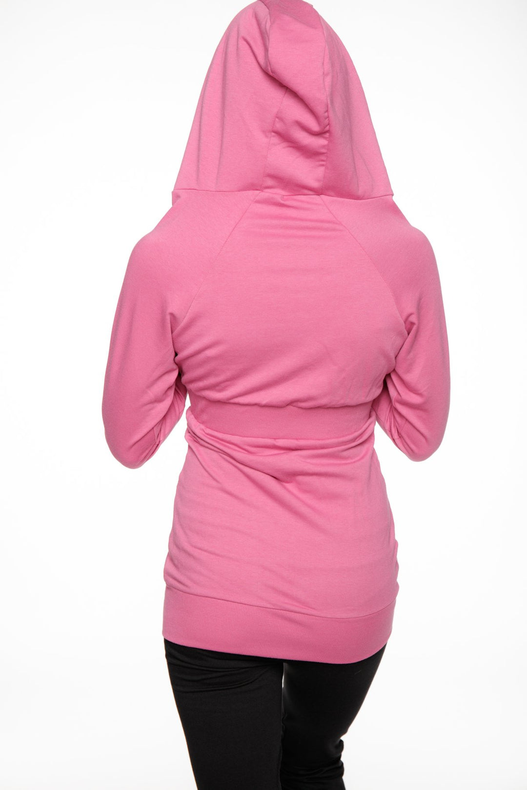 Zip up Long Body Travel ready Hoodie Berry Pink 4 rth