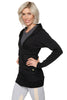 Zip-up Long Body Travel-ready Hoodie (Black) Womens Hoodie Tops 4-rth 