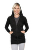 Zip-up Long Body Travel-ready Hoodie (Black) Womens Hoodie Tops 4-rth 