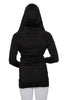 Zip-up Long Body Travel-ready Hoodie (Black) Womens Hoodie Tops 4-rth 